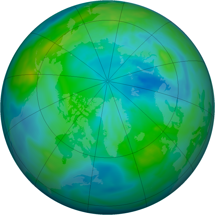 Arctic ozone map for 01 October 2010